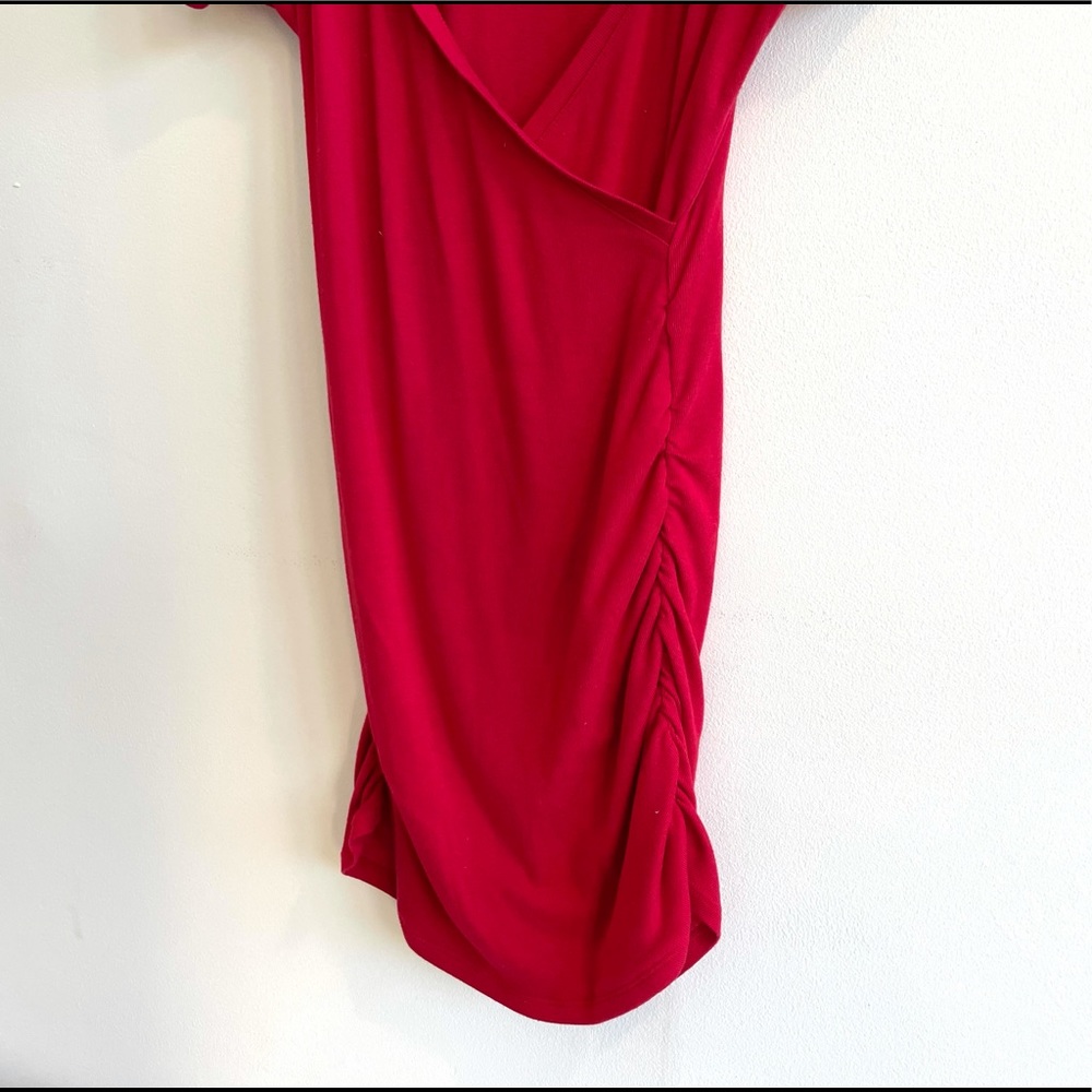 Express Size Small Red Ruched Tunic - Picture 4 of 9